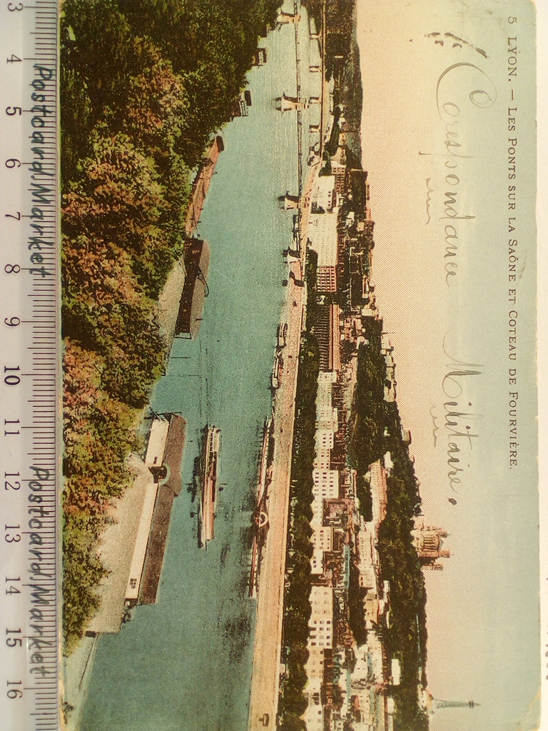 /France/FR_place_1919_Lyon. Les ponts sur Saone militaire color.jpg